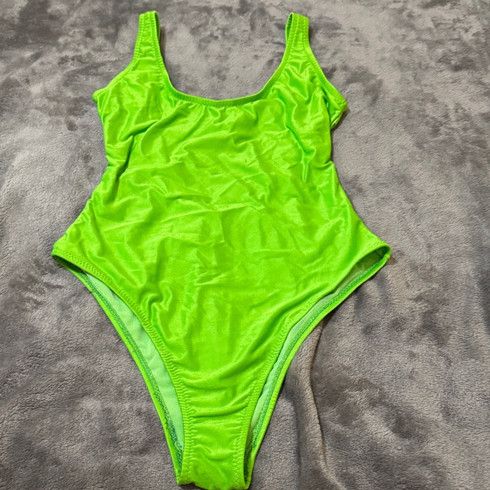 Neon Green Scoop-Front One-Piece Swimsuit